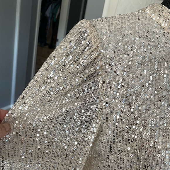 Sequined mock - neck sheath dress - Picture 3 of 7